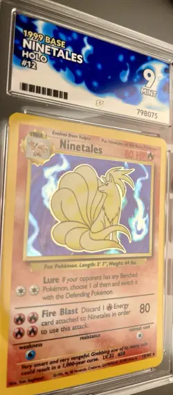Pokemon TCG Ninetales Holo Unlimited Rare Card Base Set 12/102 Graded Ace 9 Mint - Image 3