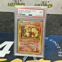SWIRL PSA 9 MINT Pokemon Blaine's Arcanine Japanese Gym Challenge Holo GYM 2 - Image 1