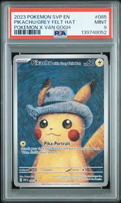 2023 POKEMON SVP POKEMON X VAN GOGH PROMO #085 PIKACHU WITH GREY FELT HAT PSA 9 - Image 1
