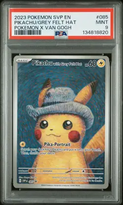2023 POKEMON SVP POKEMON X VAN GOGH PROMO #085 PIKACHU WITH GREY FELT HAT PSA 9 - Image 1