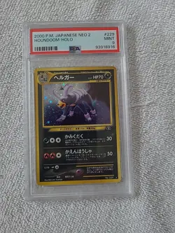 PSA Swirled 9 MINT Houndoom Japanese Neo 2 229 Holo Pokemon Card - Image 1