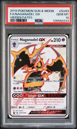 Pokemon TCG Naganadel GX SV63 Holo Ultra Rare Card PSA 10 - Image 1