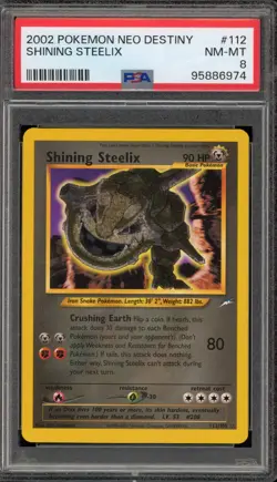 Pokemon Shining Steelix Neo Destiny Unlimited Holo Secret Rare #112 PSA 8 - Image 1