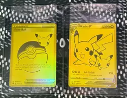 Pokemon Celebrations Pikachu V & Pokeball Gold Promo SWSH145 SWSH146 SEALED! NM - Image 1