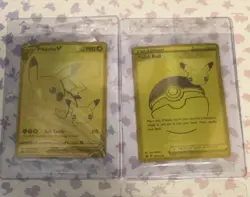 Pokemon Celebrations Pikachu V & PokeBall Gold Promos SWSH145 & SWSH146 - Sealed - Image 1