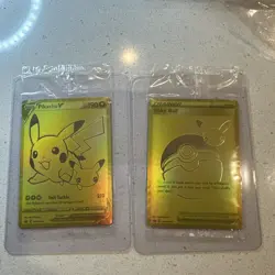 Pokemon Celebrations Pikachu V & PokeBall Gold Promos SWSH145 & SWSH146 - Sealed - Image 1