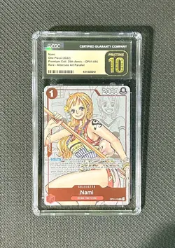 2022 One Piece Nami OP01-016 Alt Art 25th Anniversary CGC 10 Pristine TCG - Image 1