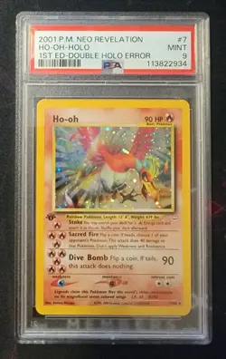 2001 POKEMON NEO REVELATION DOUBLE HOLO ERROR #7 HO-OH 1ST EDITION PSA 9 No 10s! - Image 1