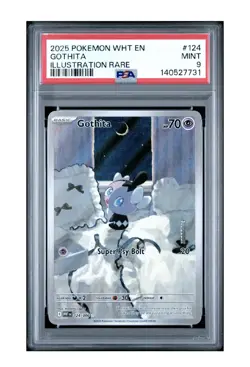 2025 POKEMON WHT EN-WHITE FLARE ILLUSTRATION RARE #124 GOTHITA PSA 9 - Image 1