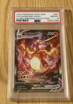 2022 POKEMON SWSH BLACK STAR PROMO #261 FULL ART/CHARIZARD VMAX PSA 8 - Image 1