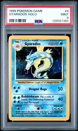 1999 POKEMON BASE SET UNLIMITED #6 GYARADOS-HOLO PSA 9 - Image 1
