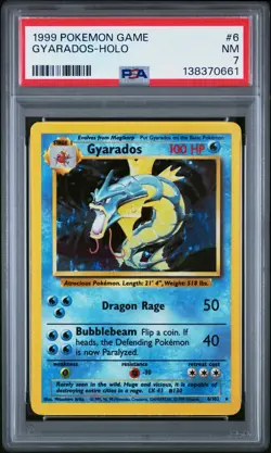 1999 POKEMON BASE SET UNLIMITED #6 GYARADOS-HOLO PSA 7 - Image 1