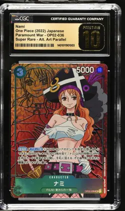 CGC Pristine 10 Nami OP02-036 SR Alt Art One Piece Paramount War Japanese - Image 1