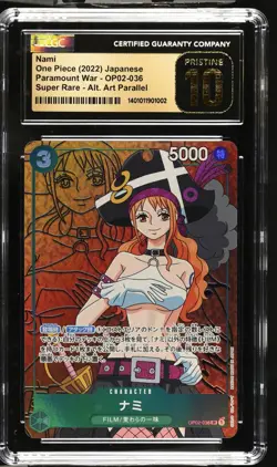 CGC 10 Pristine Nami OP02-036 SR Alt Art One Piece Paramount War Japanese - Image 1