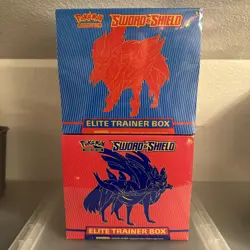 Pokemon Sword and Shield Base Set Elite Trainer Box ETB Pair Zacian & Zamazenta - Image 1