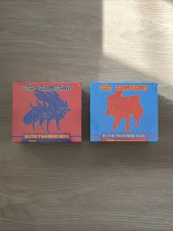 Pokemon Sword and Shield Base Set Elite Trainer Box ETB Pair Zacian & Zamazenta - Image 1