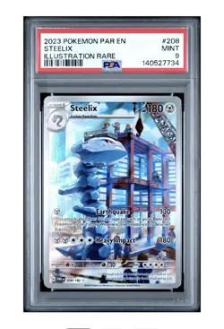 2023 POKEMON PAR EN-PARADOX RIFT ILLUSTRATION RARE #208 STEELIX PSA 9 - Image 1