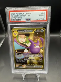 2025 POKEMON DRI EN-DESTINED RIVALS HYPER RARE TEAM ROCKET'S CROBAT EX PSA 10 - Image 1