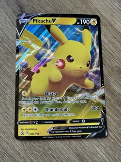 Pikachu V Jumbo Pokemon TCG SWSH061 Shining Fates 2021 Oversized Card NEAR MINT - Image 1