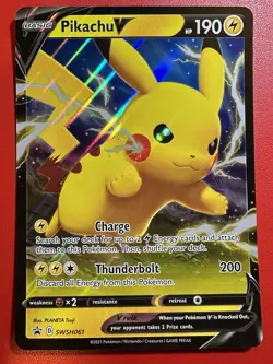 PIKACHU V SWSH061 Promo Shining Fates Pokemon Card Near Mint JUMBO Oversized - Image 1