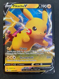 PIKACHU V 2020 Pokemon Card ULTRA RARE Promo Shining Fates Holo #SWSH061 - Image 1