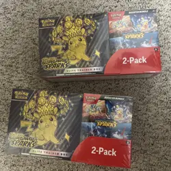 Pokemon TCG Surging Sparks ETB + Booster Bundle Costco 2-pack Sealed New Lot x2 - Image 1