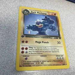 Dark Machamp 10/82 Pokemon Card Holo First Edition Team Rocket 1st Edition LP - Image 1