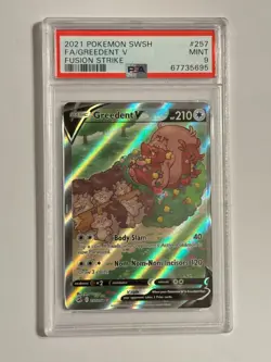 2021 Pokemon SWSH Fusion Strike Greedent V #257/264 PSA 9 - Image 1