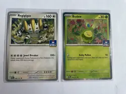 Pokemon Prismatic Evolutions Budew And Regigigas Gym Promo Set Of 2 NM - Image 1