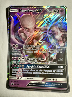 Pokemon TCG Mewtwo GX Black Star Promo SM196 Ultra Holo Promo "JUMBO" Card HP - Image 1
