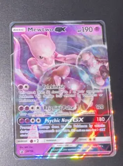 Mewtwo GX TCG Sun & Moon SM196 Black Star Promo Ultra Rare Holo Card Pokemon TCG - Image 1