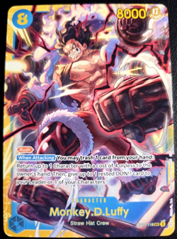 Monkey.D.Luffy OP11-118 ONE PIECE Tcg Secret Rare NO FOIL NM Blue - Image 1