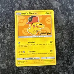 Pokemon Pikachu TCG Ash's Pikachu SM110 Promo Card Sun & Moon Rare - Image 1