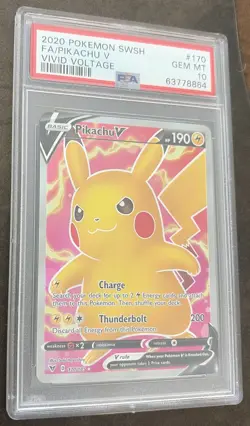 2020 Pokemon Vivid Voltage Pikachu V Full Art 170 PSA 10 - Image 1