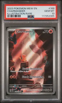 2023 POKEMON MEW EN-151 ILLUSTRATION RARE #168 CHARMANDER PSA 10 - Image 1