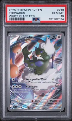 PSA 10 GEM TORNADUS #210 2025 POKEMON SVP EN WHITE FLARE ETB BLACK STAR PROMO - Image 1
