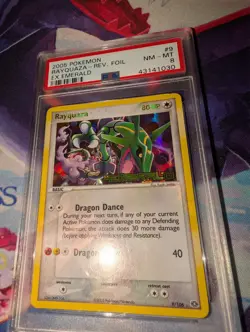 2005 POKEMON EX EMERALD #9 RAYQUAZA-REVERSE FOIL PSA 8 - Image 2