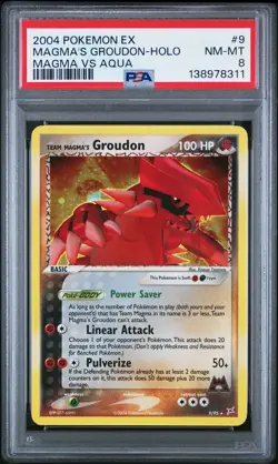 2004 POKEMON EX TEAM MAGMA VS TEAM AQUA #9 TEAM MAGMA'S GROUDON-HOLO PSA 8 - Image 1