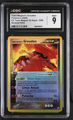 CGC 9 Team Magma's Groudon EX Team Magma Vs Aqua 9/95 Reverse Holo Pokemon Card - Image 1