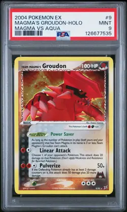 2004 POKEMON EX TEAM MAGMA VS TEAM AQUA #9 TEAM MAGMA'S GROUDON-HOLO PSA 9 - Image 1