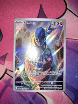 Sawk 130/086 White Flare Holo Illustration Rare English Pokemon NM WHT - Image 2