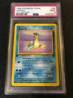 PSA 9 MINT Lapras 25 Fossil 1st Edition Pokemon Card - Image 1