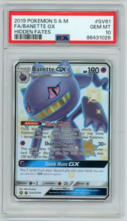 2019 POKEMON SUN & MOON HIDDEN FATES SV61 FULL ART/BANETTE GX PSA 10 - Image 1