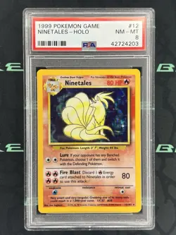 1999 Pokemon Base Set Ninetales #12 Holo Unlimited WOTC NM-MT PSA 8 - Image 1