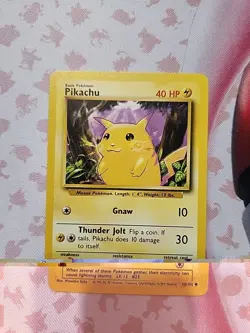 Pikachu 58/102 Base Set 1999 WOTC Yellow Cheeks Common Pokemon TCG MP - Image 1