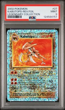 2002 POKEMON LEGENDARY COLLECTION #27 KABUTOPS-REVERSE FOIL PSA 9 - Image 1