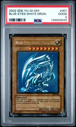 2002 YU-GI-OH! STARTER DECK: KAIBA #001 BLUE-EYES WHITE DRAGON PSA 2 - Image 1