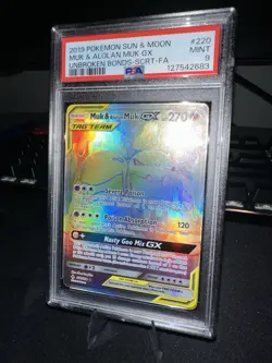 PSA 9 2019 Pokemon Sun & Moon Muk Alolan Muk GX Unbroken Bonds FA Secret Rare - Image 1