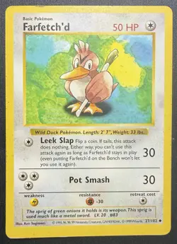 Pokemon TCG Farfetch'd 027/102 Shadowless Base Set Uncommon Vintage - Image 1