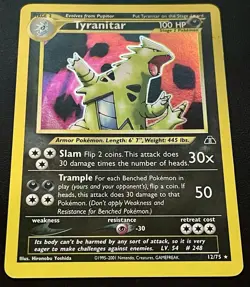 Pokemon TCG Tyranitar 12/75 Holo Rare WOTC Neo Discovery LP - Image 1